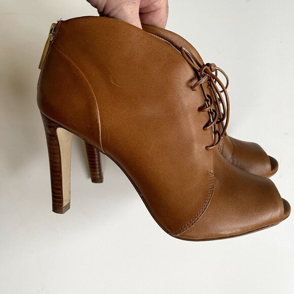 Louise et Cie Rare Chestnut Vernonia Vamp Open Toe Heeled Bootie Womens Size 6M - Picture 2 of 6